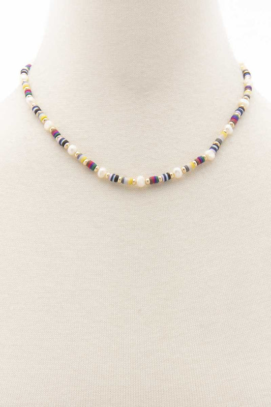 Heishing Pearl Bead Necklace Blue Zone Planet