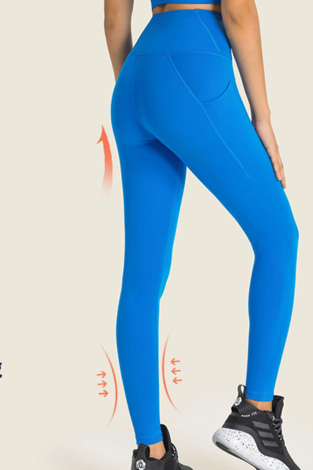 High-Rise Wide Waistband Pocket Yoga Leggings BLUE ZONE PLANET