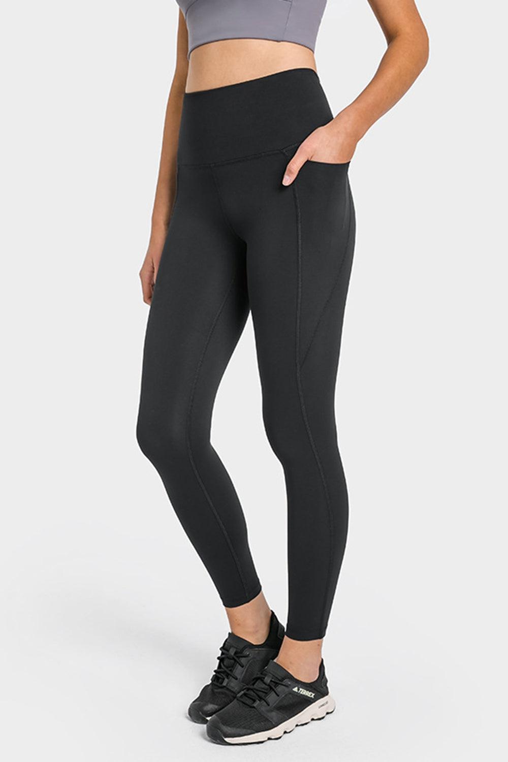 High Waist Ankle-Length Yoga Leggings with Pockets-TOPS / DRESSES-[Adult]-[Female]-Black-4-Blue Zone Planet