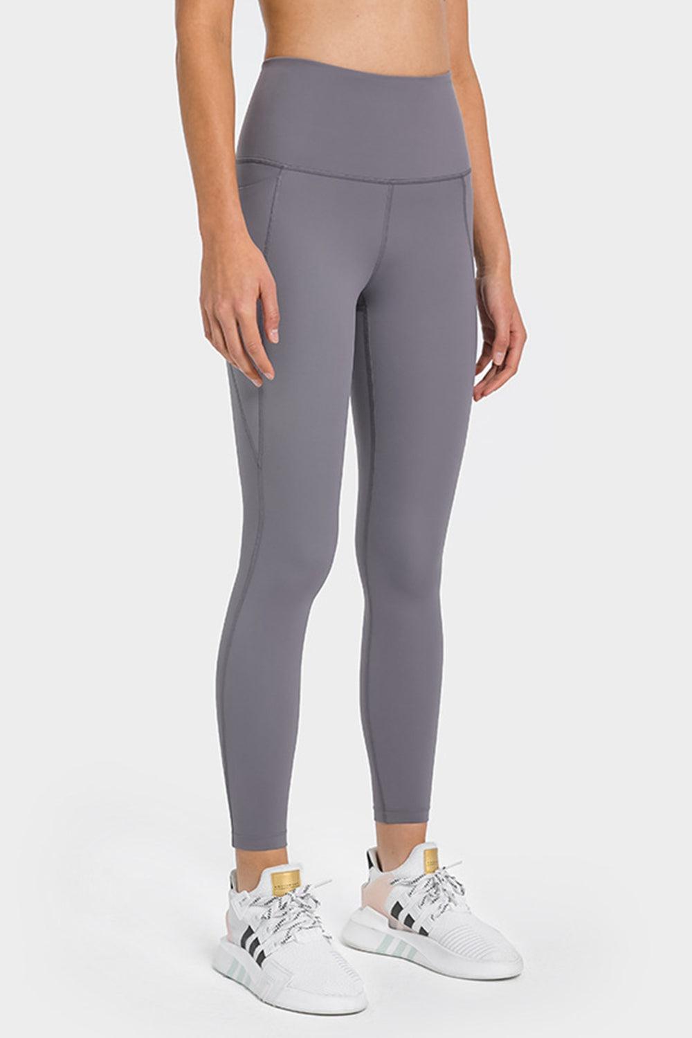 High Waist Ankle-Length Yoga Leggings with Pockets-TOPS / DRESSES-[Adult]-[Female]-Gray-4-Blue Zone Planet