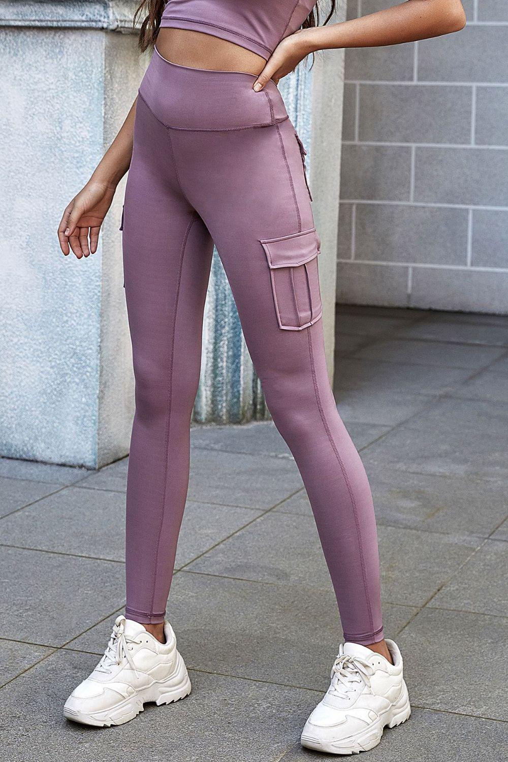 High Waist Leggings with Pockets-TOPS / DRESSES-[Adult]-[Female]-Purple-S-Blue Zone Planet