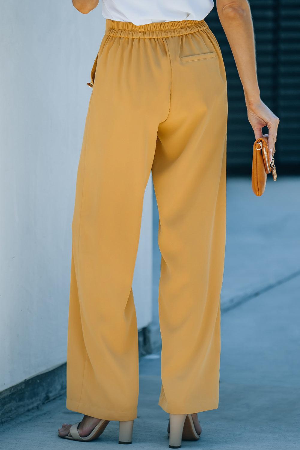 High Waist Wide Leg Pants with Pockets BLUE ZONE PLANET