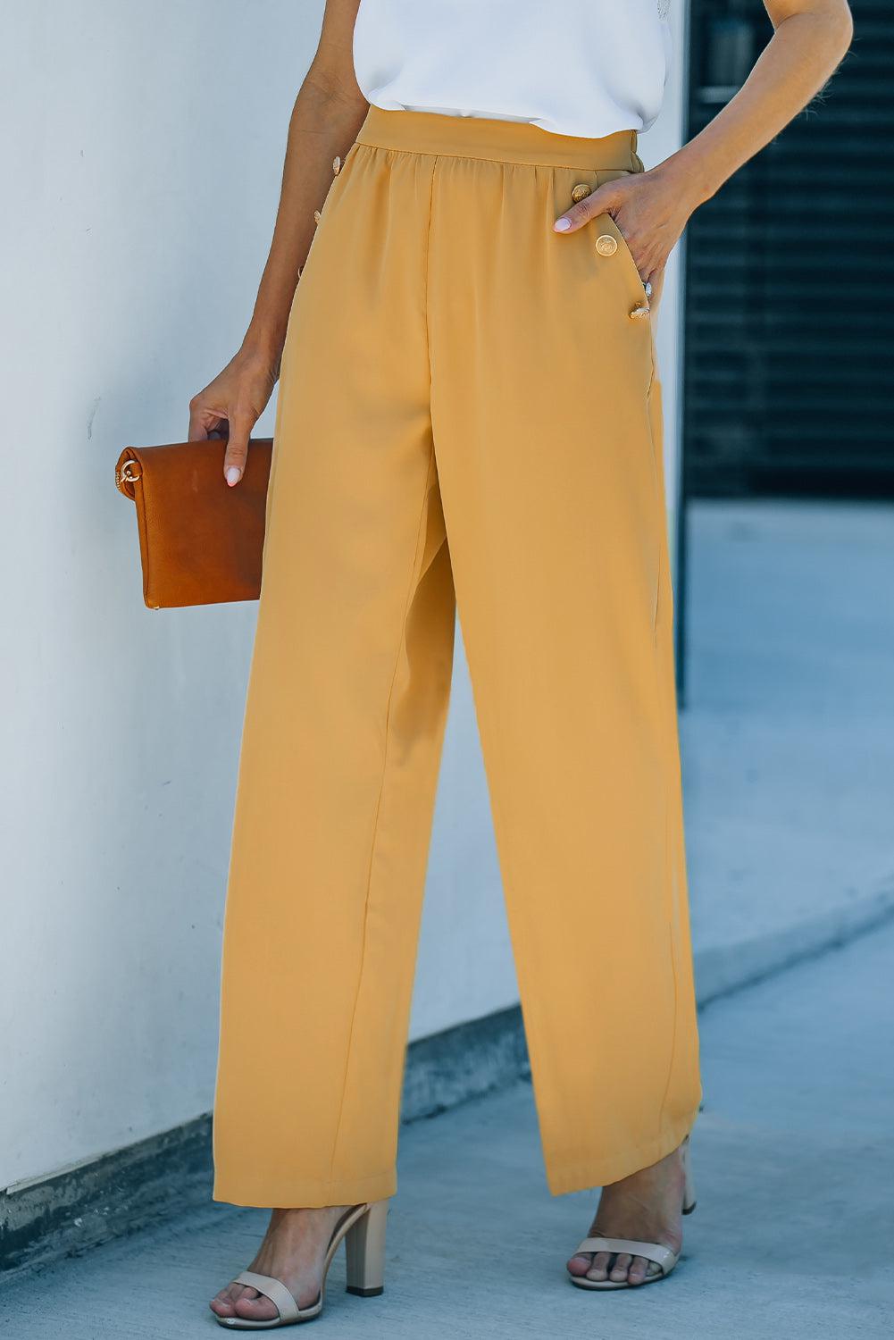 High Waist Wide Leg Pants with Pockets BLUE ZONE PLANET