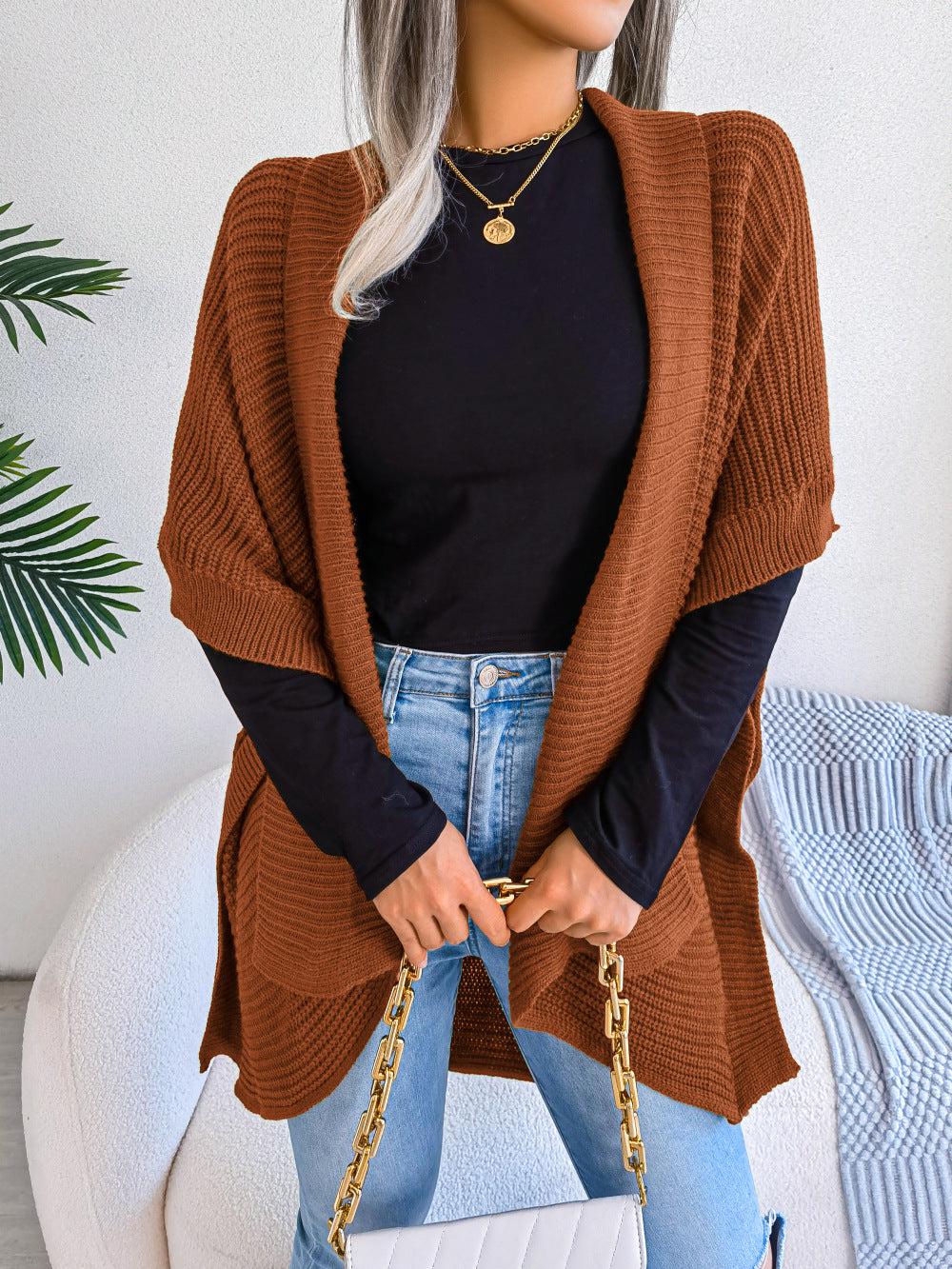 Horizontal Ribbing Open Front Slit Cardigan BLUE ZONE PLANET