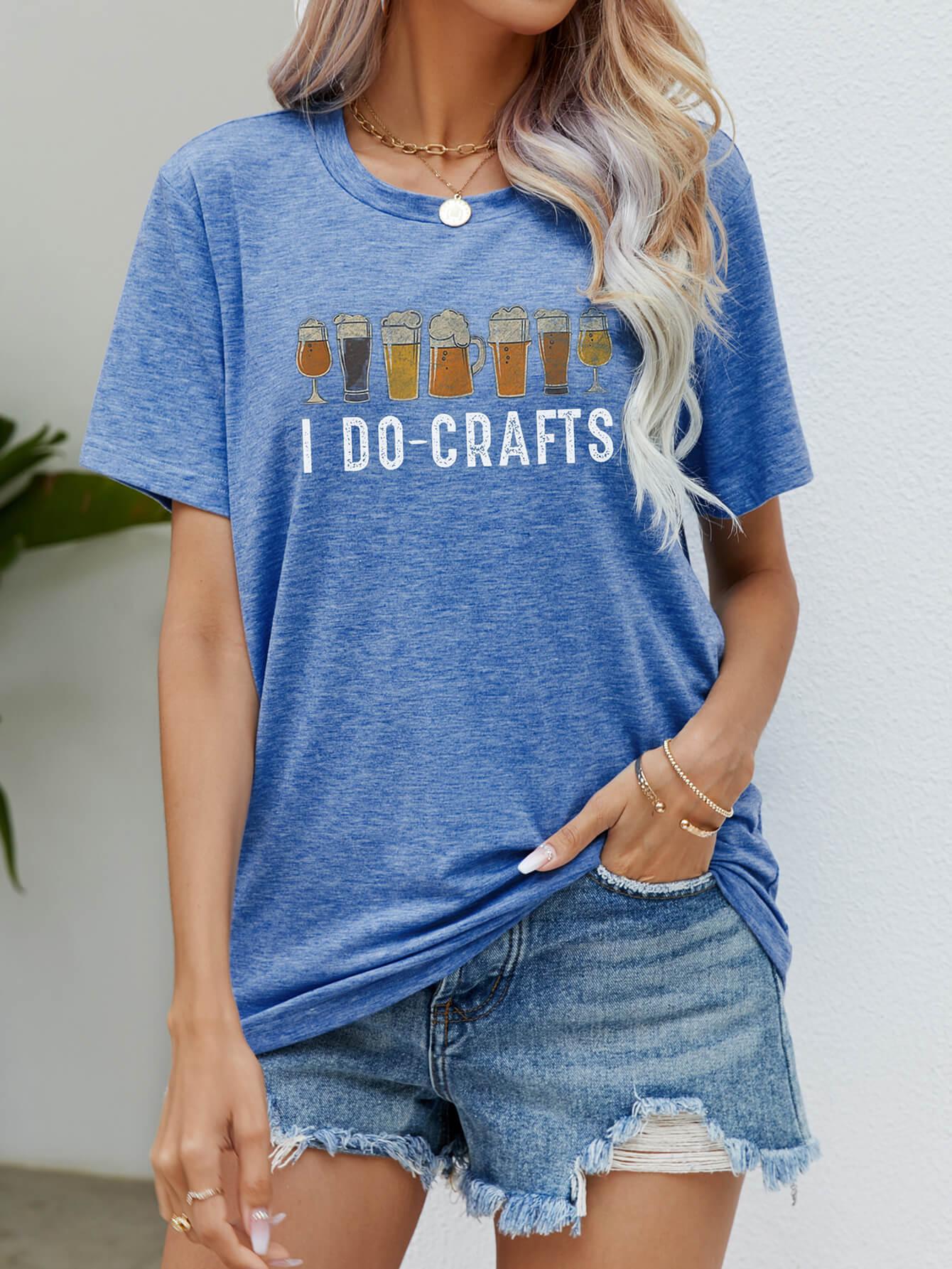 I DO CRAFTS Round Neck T-Shirt BLUE ZONE PLANET