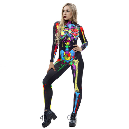 Women's 3D digital printing Halloween play clothes jumpsuit BLUE ZONE PLANET