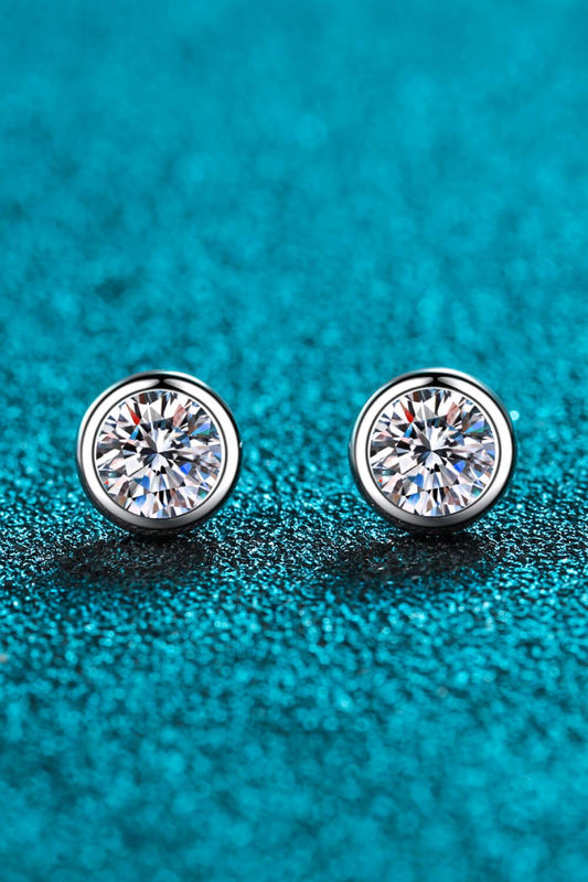 Inlaid 1 Carat Moissanite Stud Earrings BLUE ZONE PLANET