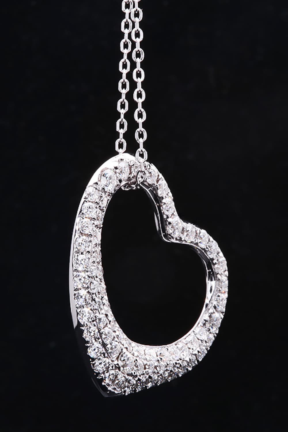 Inlaid Lab-Grown Diamond Heart Pendant Necklace-PENDANTS-[Adult]-[Female]-Silver-One Size-2022 Online Blue Zone Planet