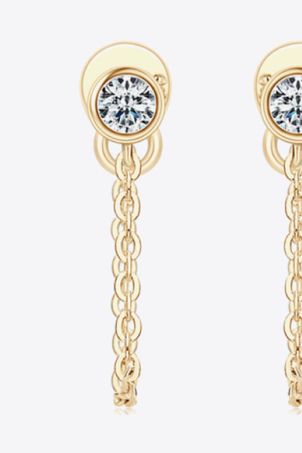 Inlaid Moissanite Chain Earrings BLUE ZONE PLANET