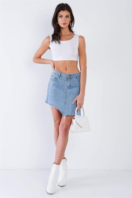 Inner Boho Spirit Mini Skirt-BOTTOMS SML-[Adult]-[Female]-Medium Wash-S-Blue Zone Planet