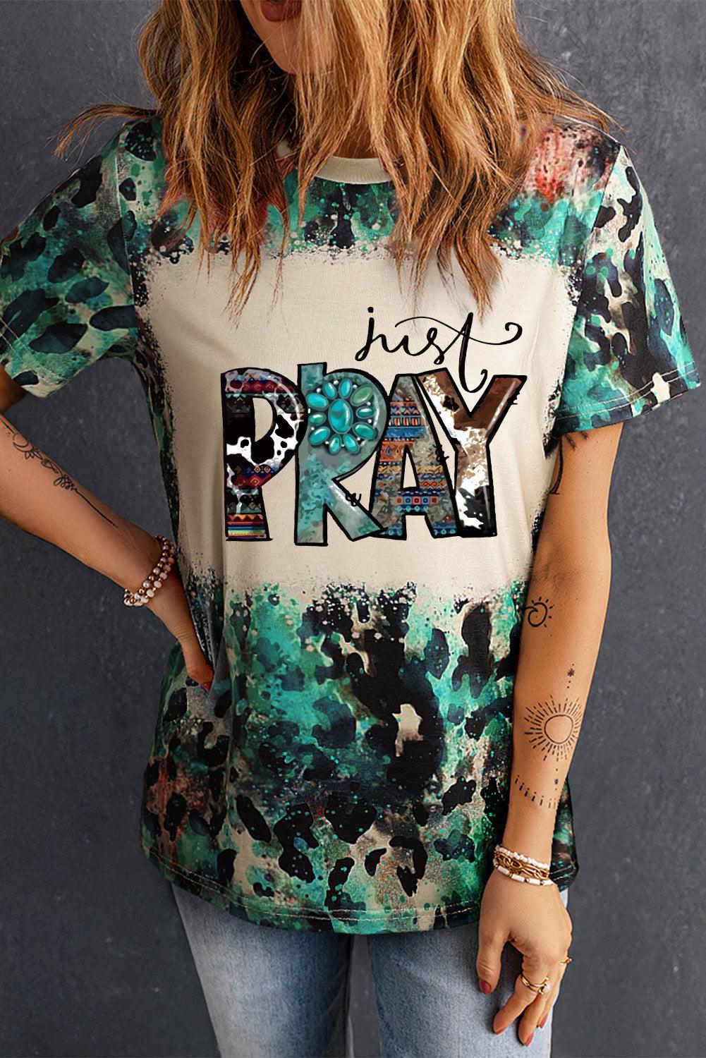 JUST PRAY Graphic Tee Shirt BLUE ZONE PLANET