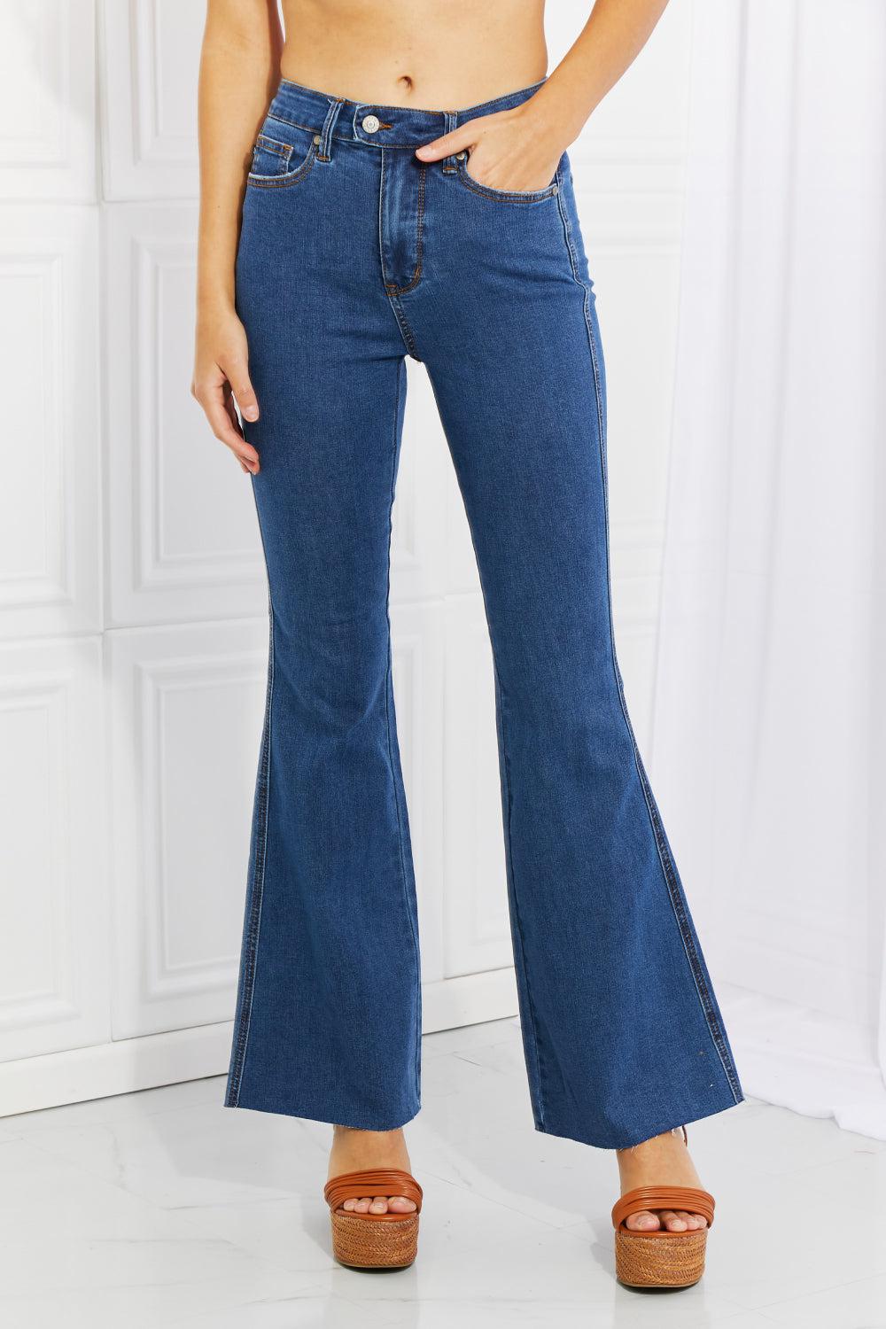 Judy Blue Ava Full Size Cool Denim Tummy Control Flare BLUE ZONE PLANET