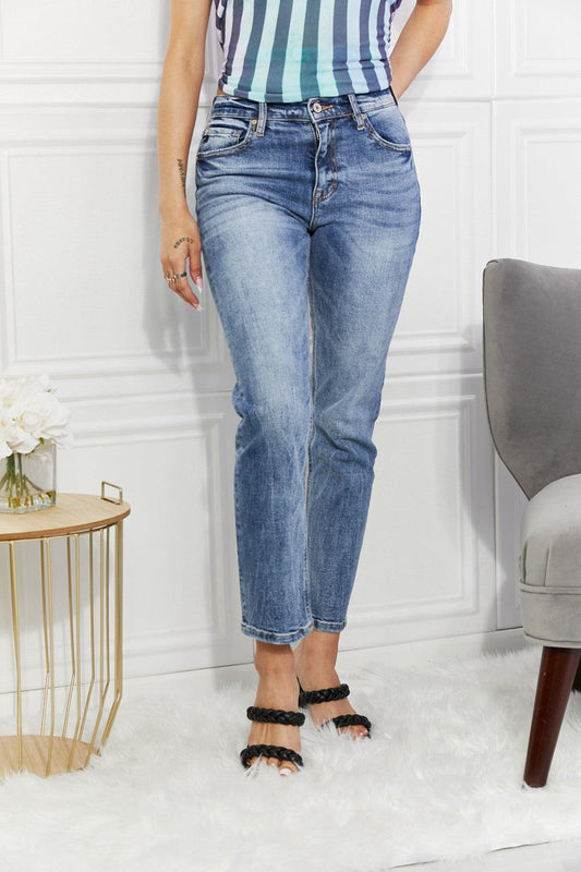 Kancan Full Size Amara High Rise Slim Straight Jeans BLUE ZONE PLANET