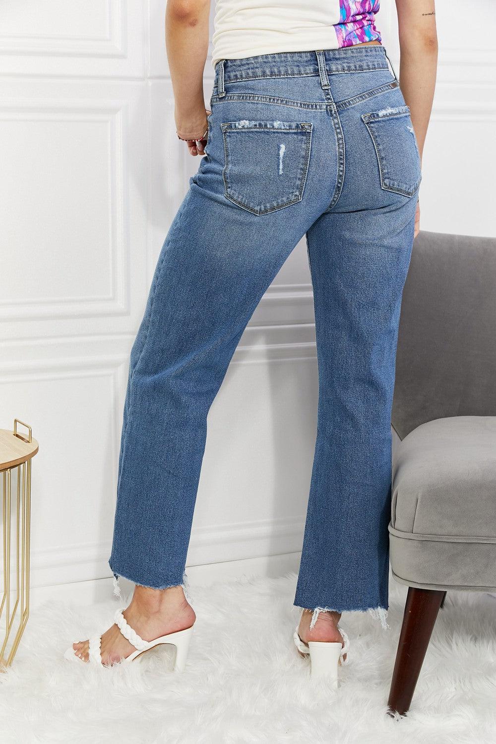 Kancan Full Size Melanie Crop Wide Leg Jeans BLUE ZONE PLANET