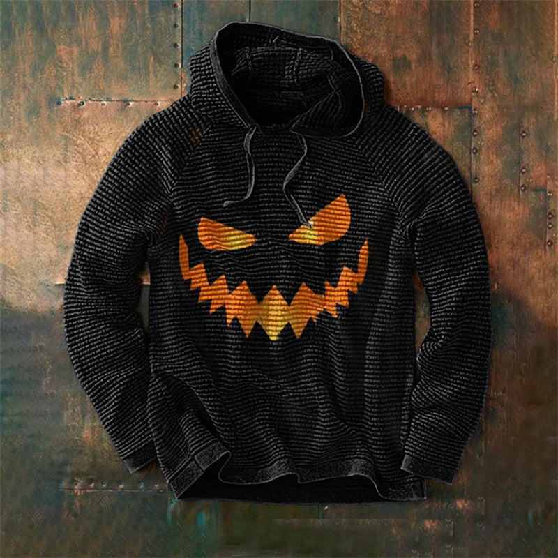 Halloween men's new pumpkin digital print hooded sweatshirt-TOPS / DRESSES-[Adult]-[Female]-Black-S-2022 Online Blue Zone Planet