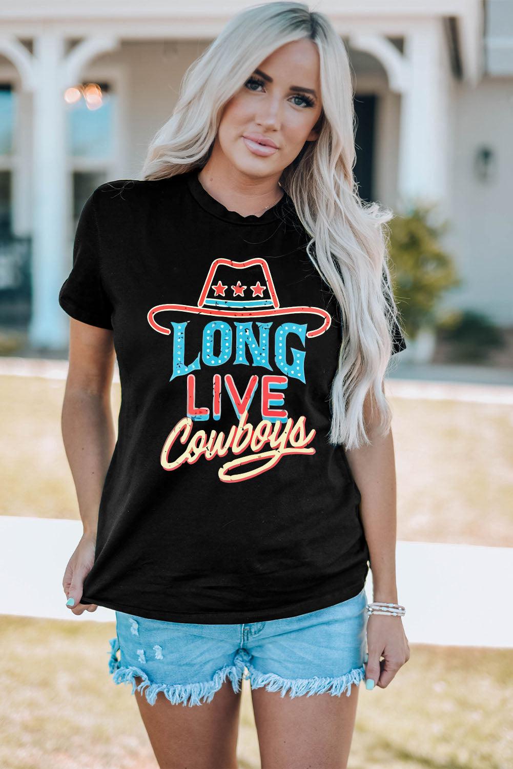 LONG LIVE COWBOYS Graphic Tee Shirt BLUE ZONE PLANET