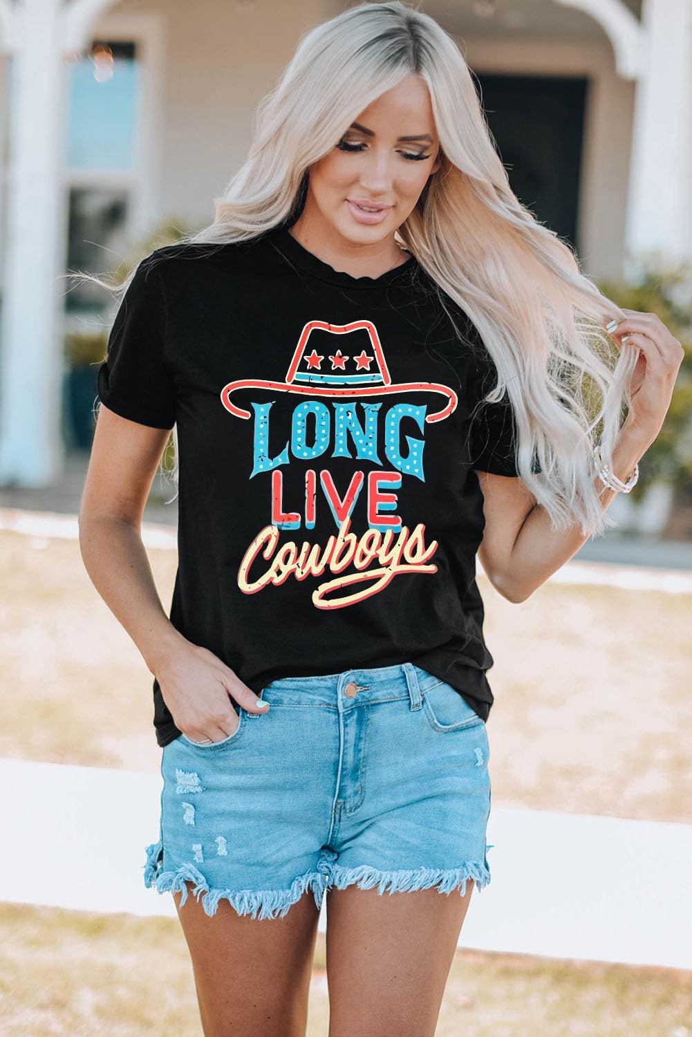 LONG LIVE COWBOYS Graphic Tee Shirt BLUE ZONE PLANET