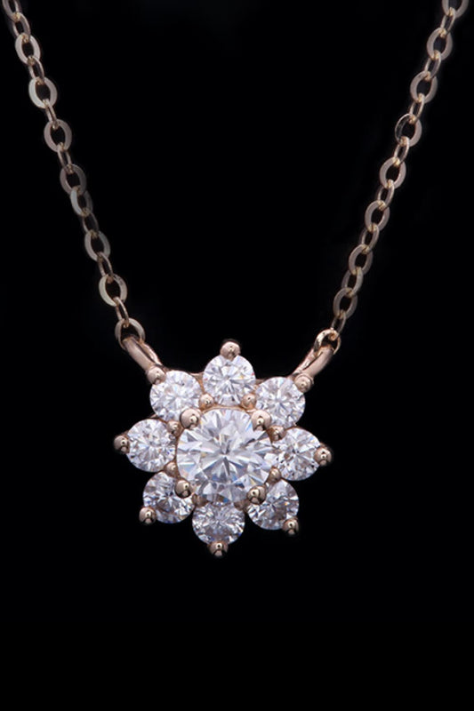 Lab-Grown Diamond Flower Necklace-PENDANTS-[Adult]-[Female]-Rose Gold-One Size-2022 Online Blue Zone Planet