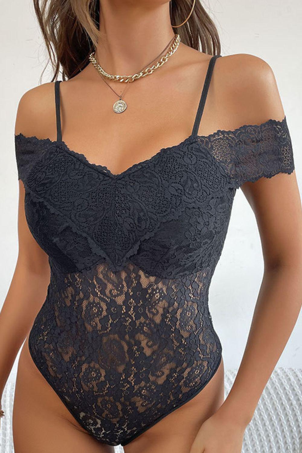 Lace Cold-Shoulder Bodysuit BLUE ZONE PLANET