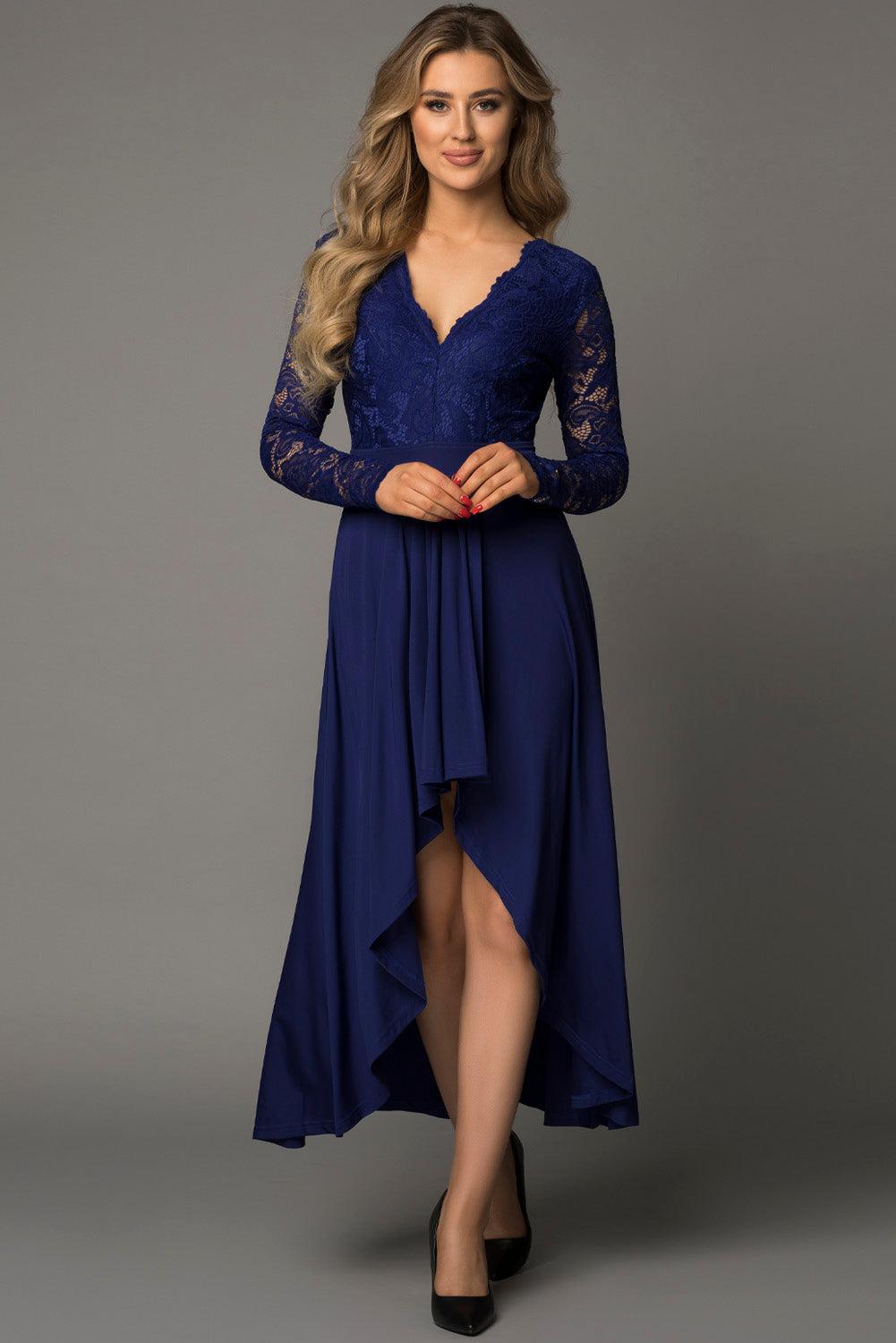 Lace High-Low V-Neck Dress BLUE ZONE PLANET