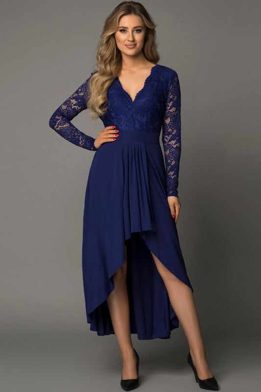 Lace High-Low V-Neck Dress BLUE ZONE PLANET