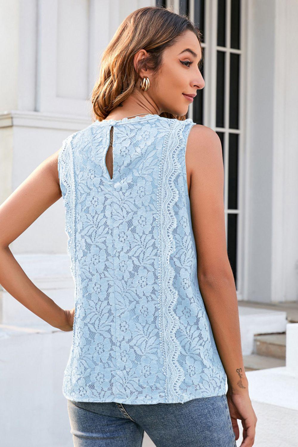 Lace V-Neck Tank BLUE ZONE PLANET