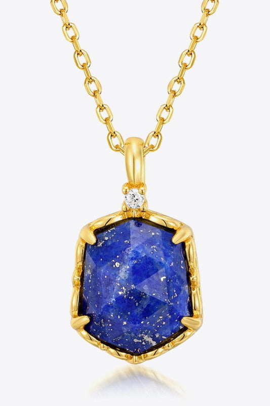 Lapis Lazuli Geometric Pendant Necklace-TOPS / DRESSES-[Adult]-[Female]-Royal Blue-One Size-2022 Online Blue Zone Planet