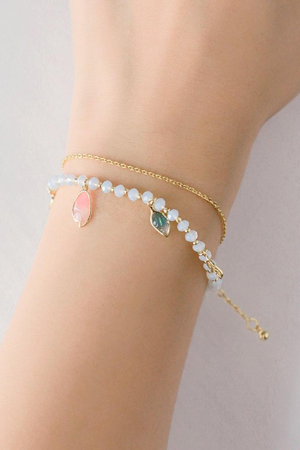 Leaf Charm Layered Bracelet BLUE ZONE PLANET