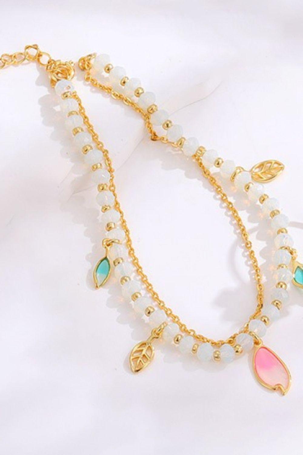 Leaf Charm Layered Bracelet BLUE ZONE PLANET