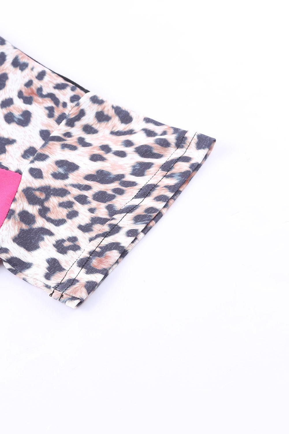 Leopard Color Block Short Sleeve Tee BLUE ZONE PLANET
