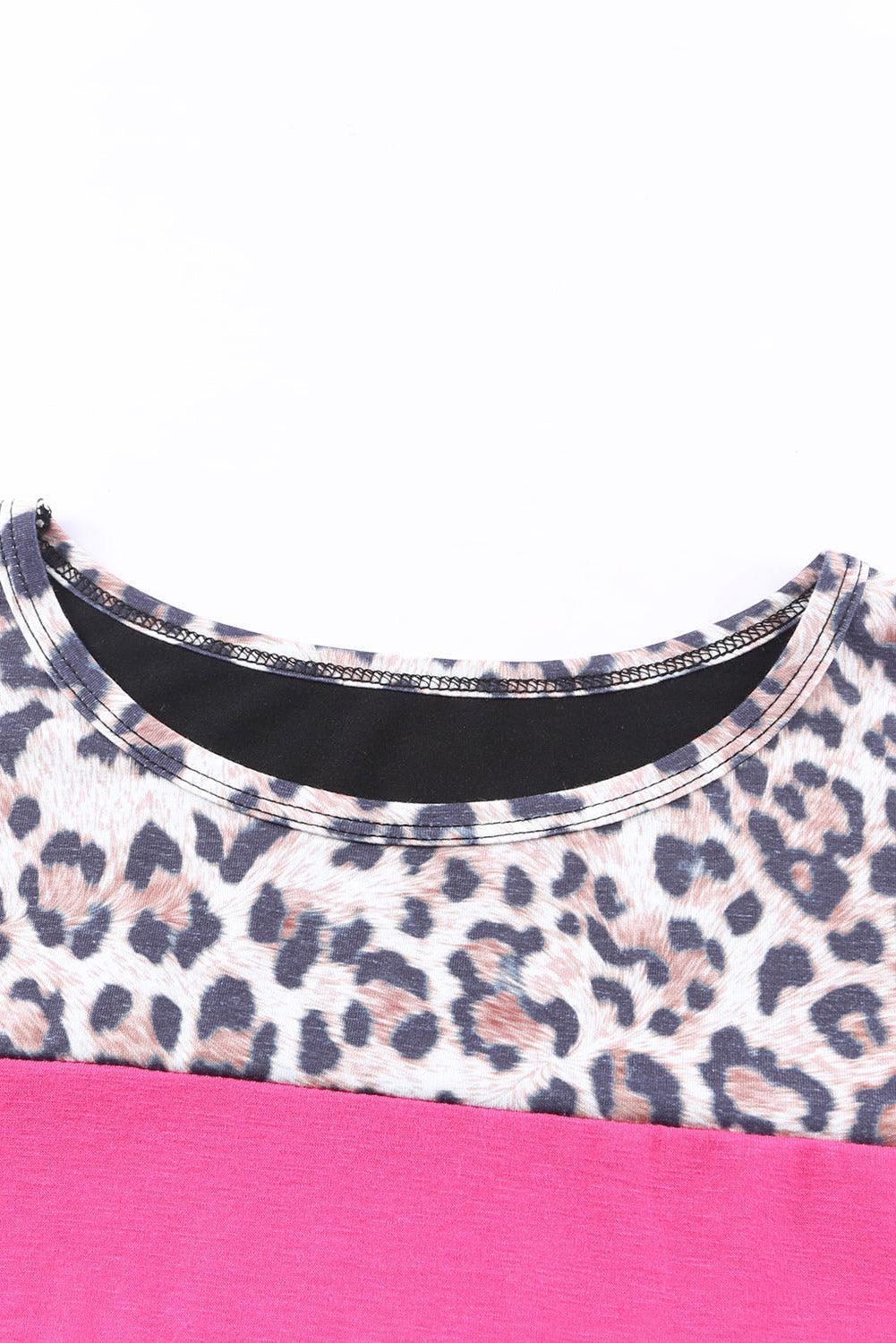Leopard Color Block Short Sleeve Tee BLUE ZONE PLANET
