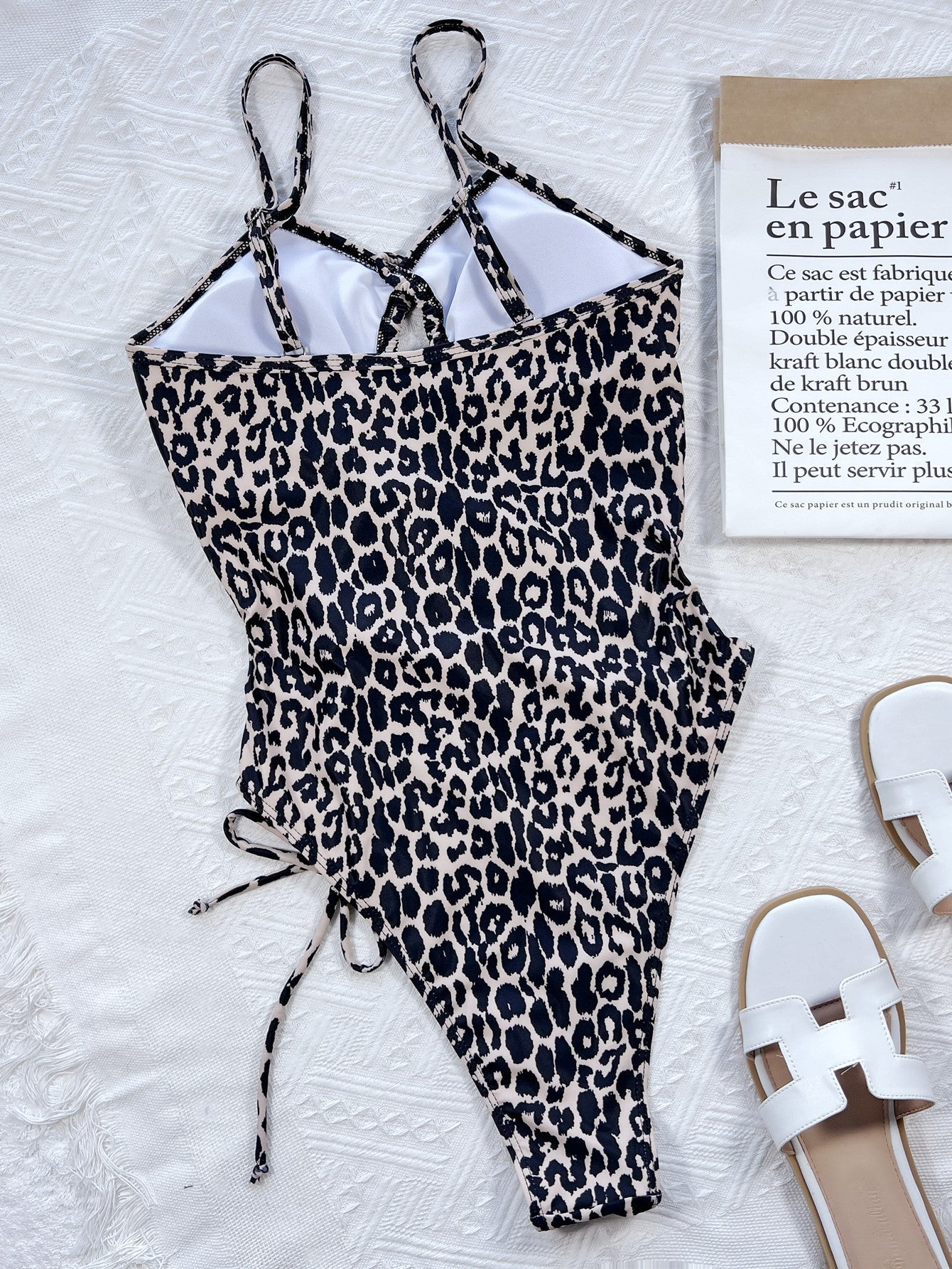 Leopard Cutout Tied One-Piece Swimsuit BLUE ZONE PLANET