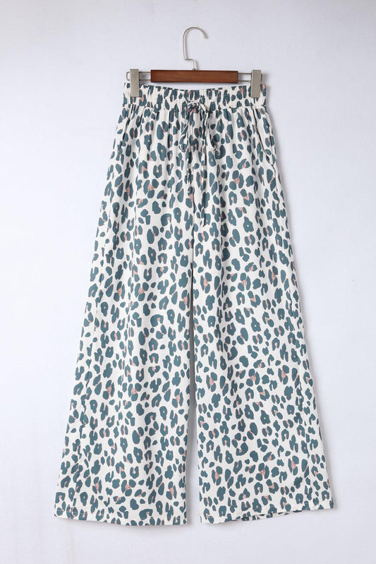 Leopard Drawstring Waist Culottes BLUE ZONE PLANET