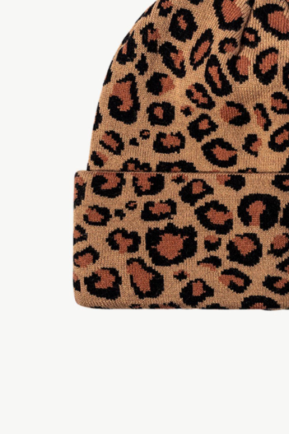 Leopard Pattern Cuffed Beanie-TOPS / DRESSES-[Adult]-[Female]-2022 Online Blue Zone Planet