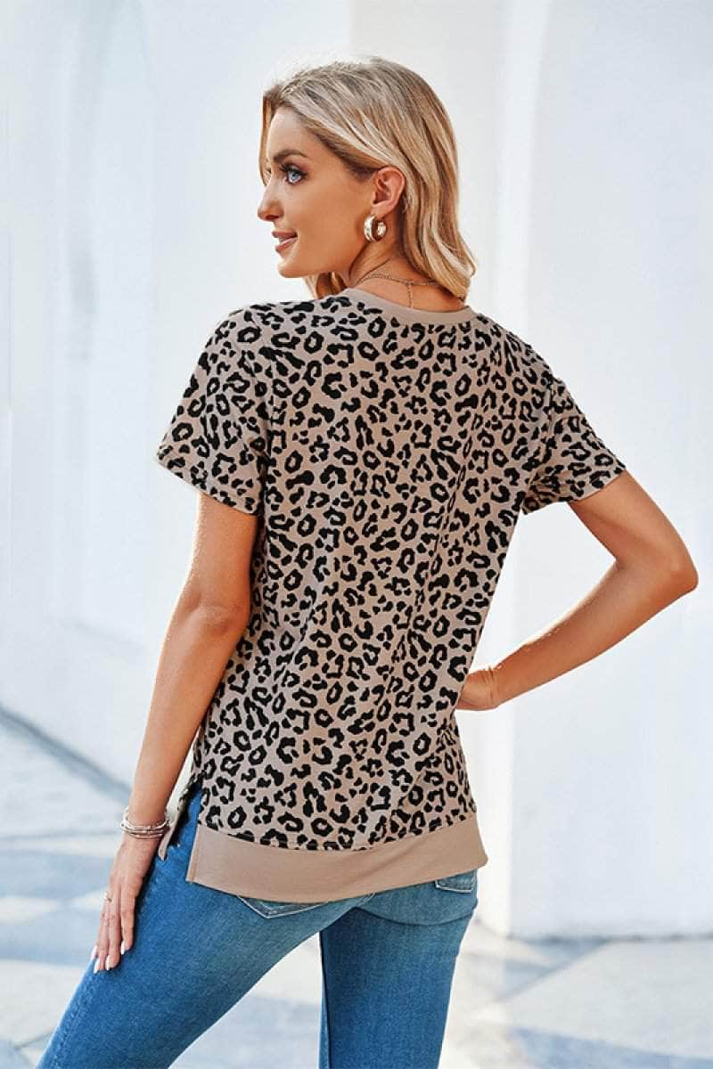 Leopard Print Short Sleeve Tee BLUE ZONE PLANET