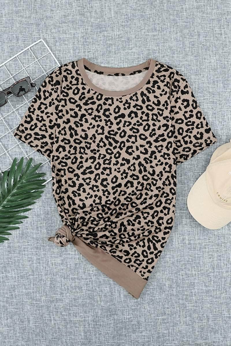 Leopard Print Short Sleeve Tee BLUE ZONE PLANET