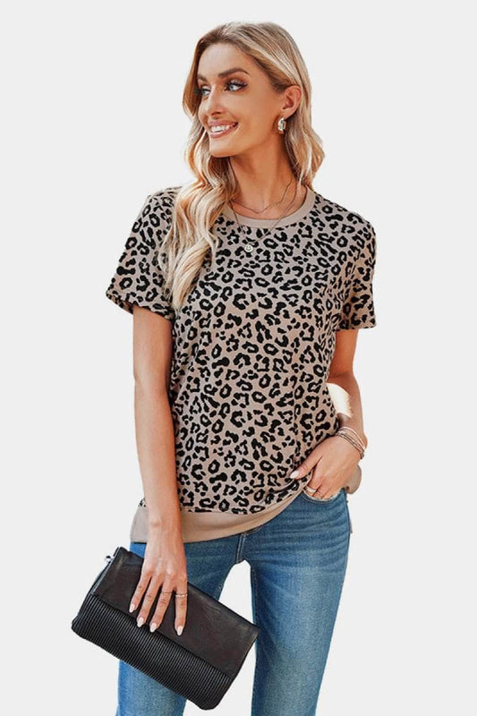 Leopard Print Short Sleeve Tee BLUE ZONE PLANET