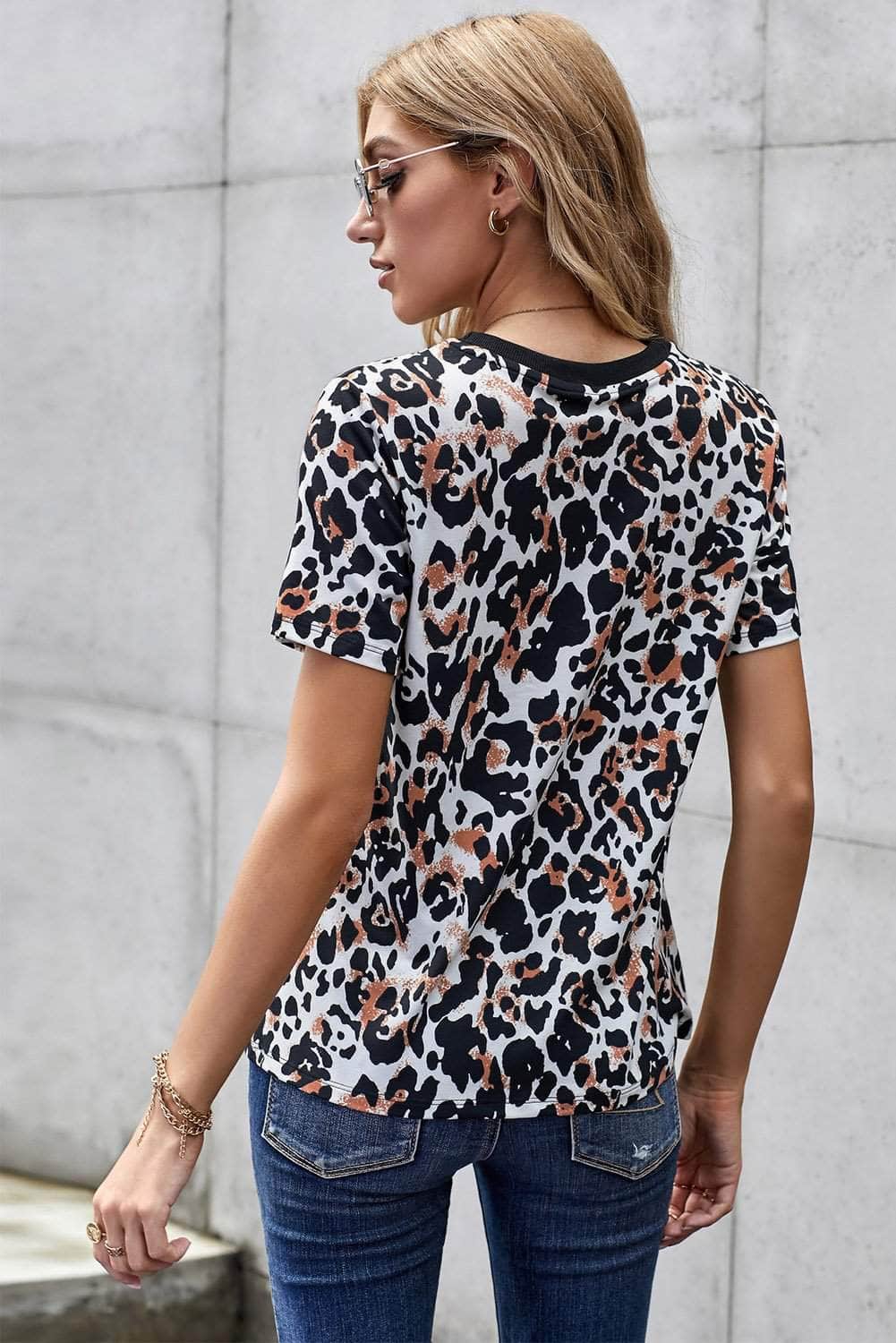 Leopard Print T-Shirt-TOPS / DRESSES-[Adult]-[Female]-Blue Zone Planet