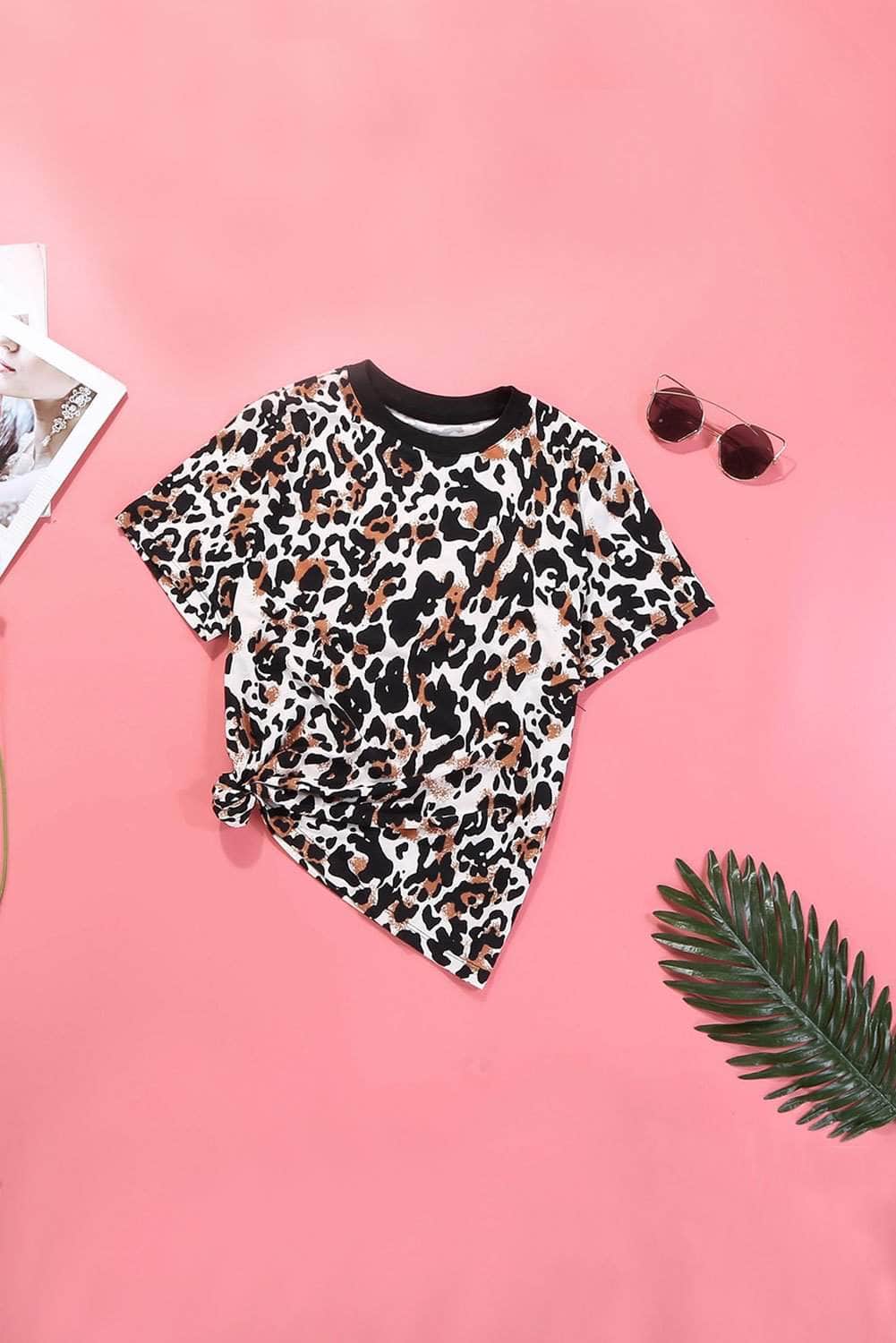 Leopard Print T-Shirt-TOPS / DRESSES-[Adult]-[Female]-Blue Zone Planet
