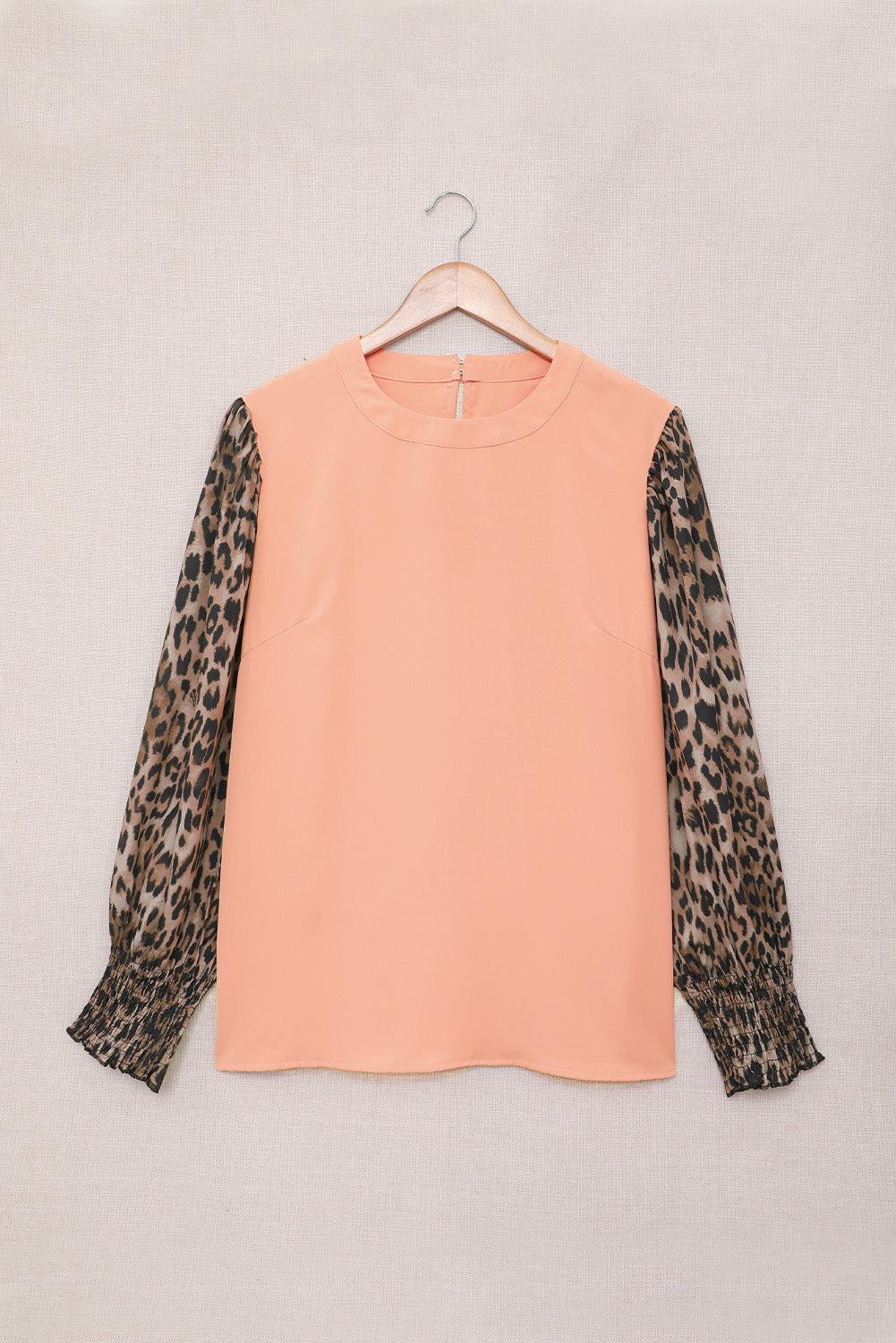 Leopard Puff Sleeve Spliced Top-TOPS / DRESSES-[Adult]-[Female]-Blue Zone Planet