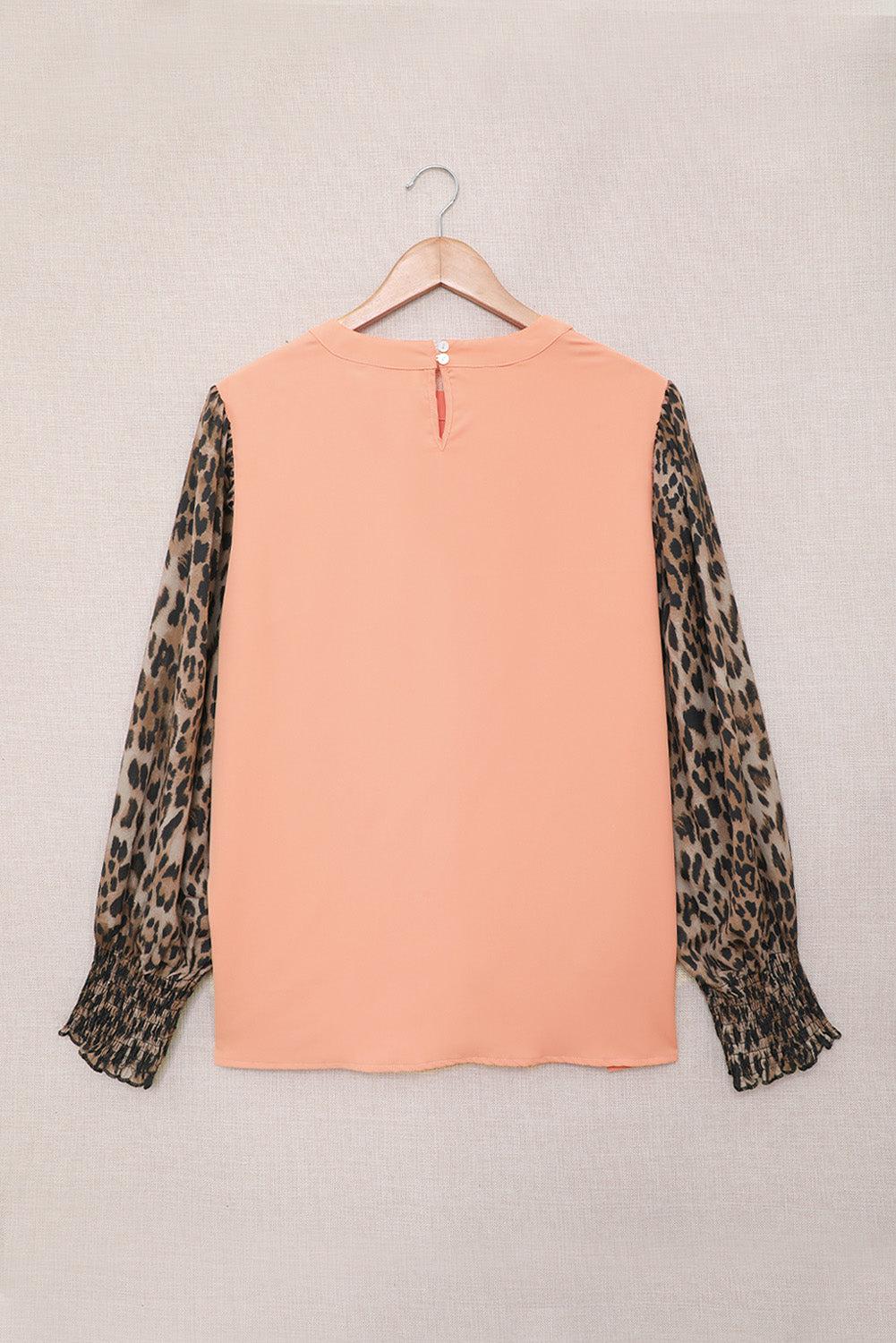 Leopard Puff Sleeve Spliced Top-TOPS / DRESSES-[Adult]-[Female]-Blue Zone Planet