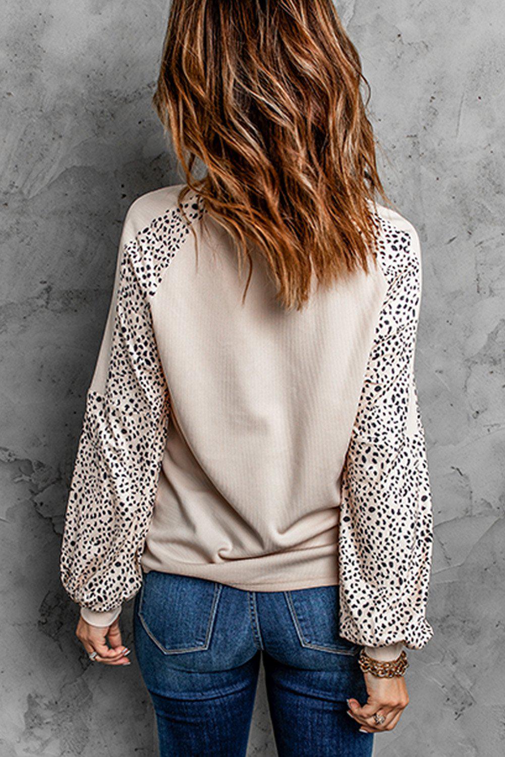 Leopard Raglan Sleeve Top BLUE ZONE PLANET