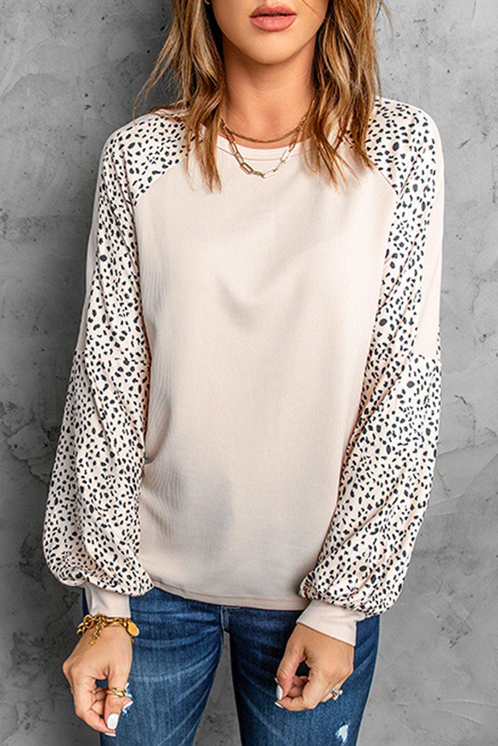 Leopard Raglan Sleeve Top BLUE ZONE PLANET