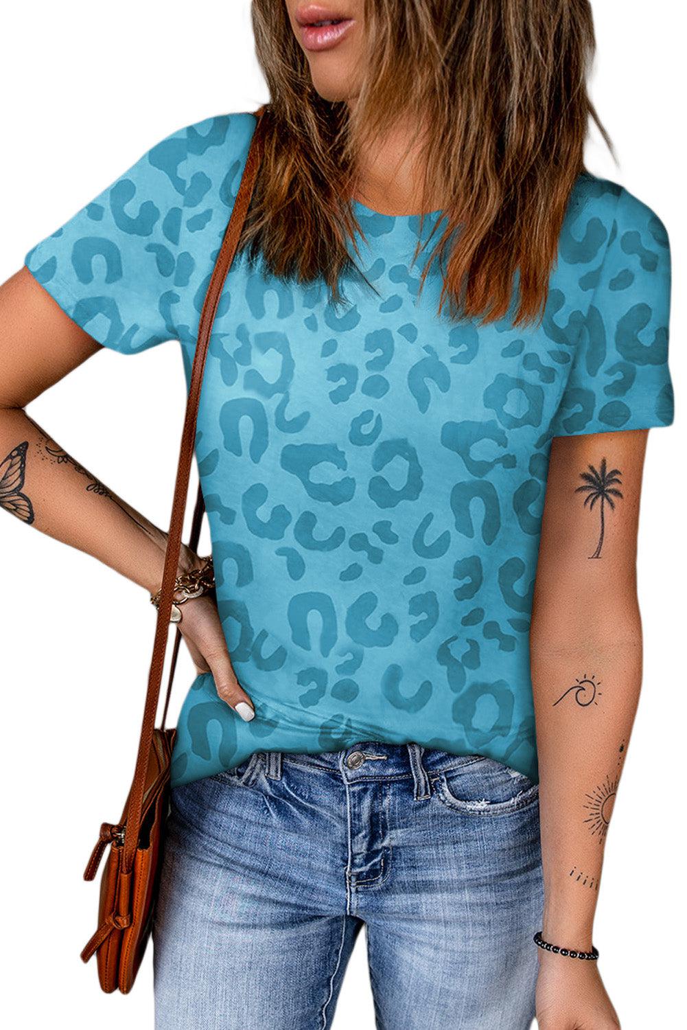 Leopard Round Neck Tee BLUE ZONE PLANET