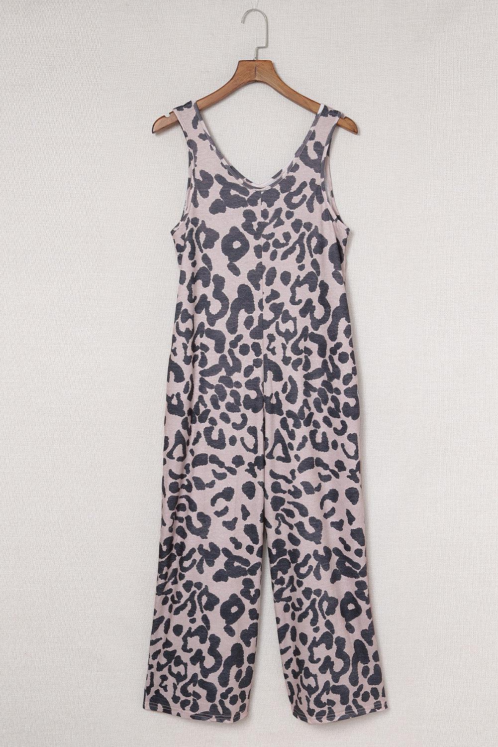 Leopard Sleeveless Wide Leg Jumpsuit-TOPS / DRESSES-[Adult]-[Female]-Blue Zone Planet