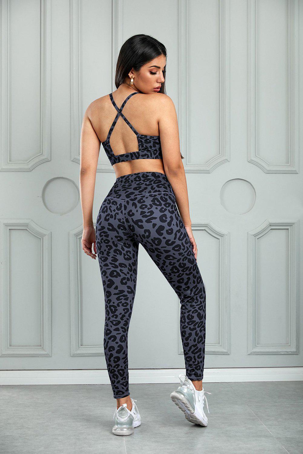 Leopard Sports Bra and Leggings Set BLUE ZONE PLANET