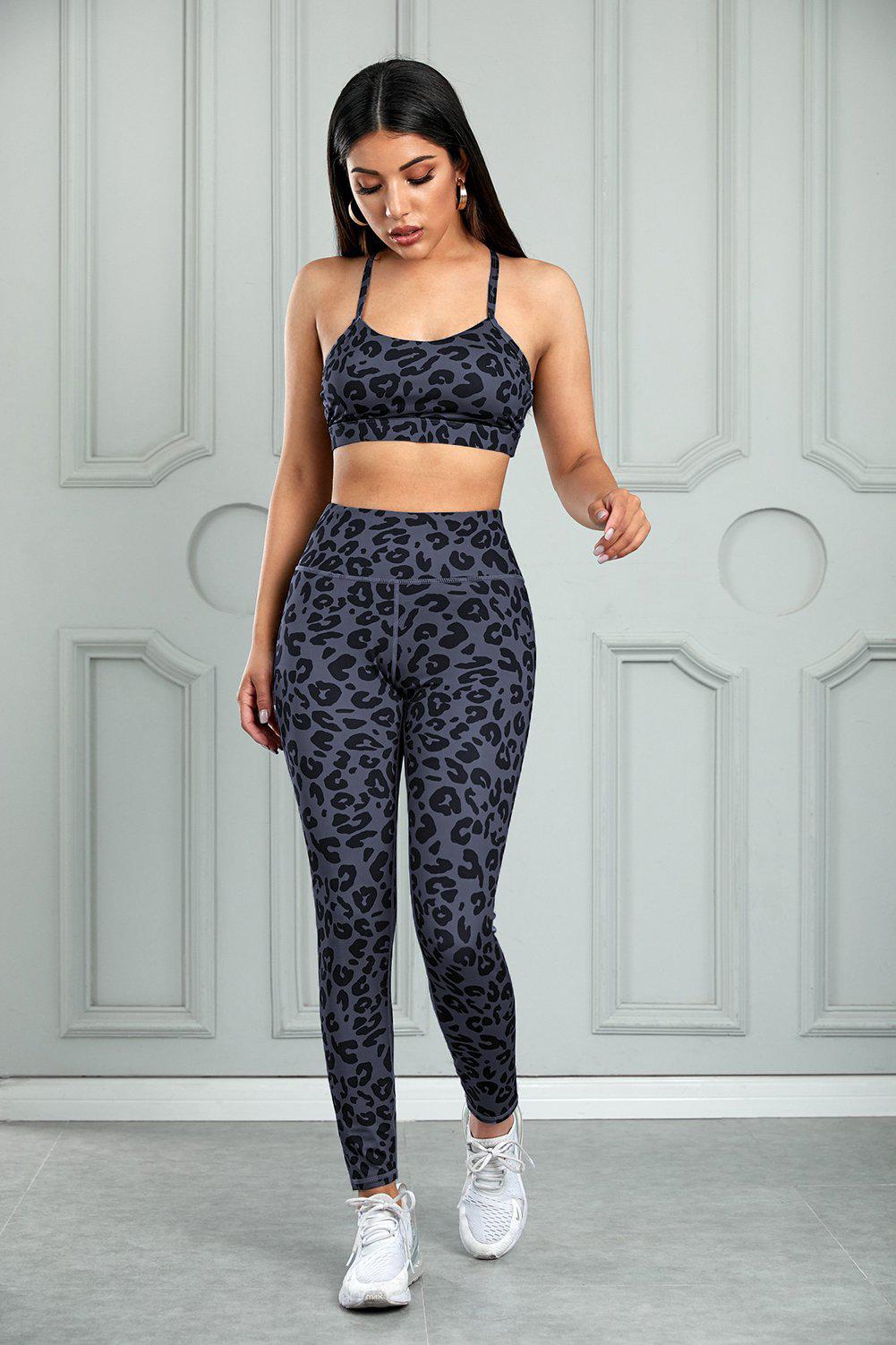 Leopard Sports Bra and Leggings Set BLUE ZONE PLANET