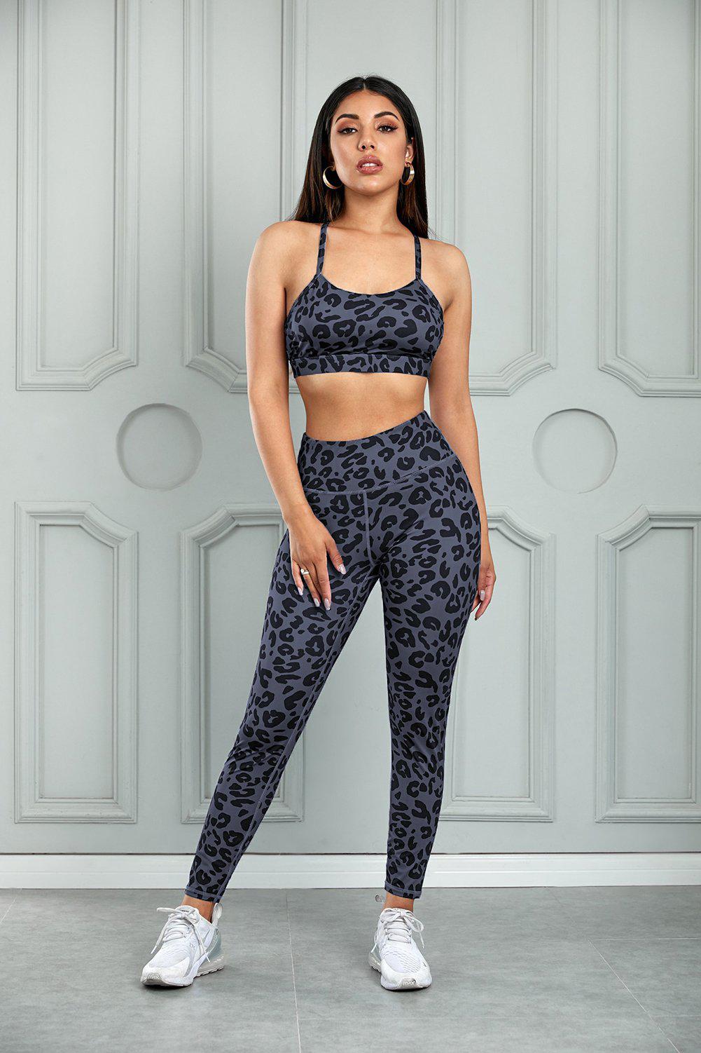 Leopard Sports Bra and Leggings Set BLUE ZONE PLANET