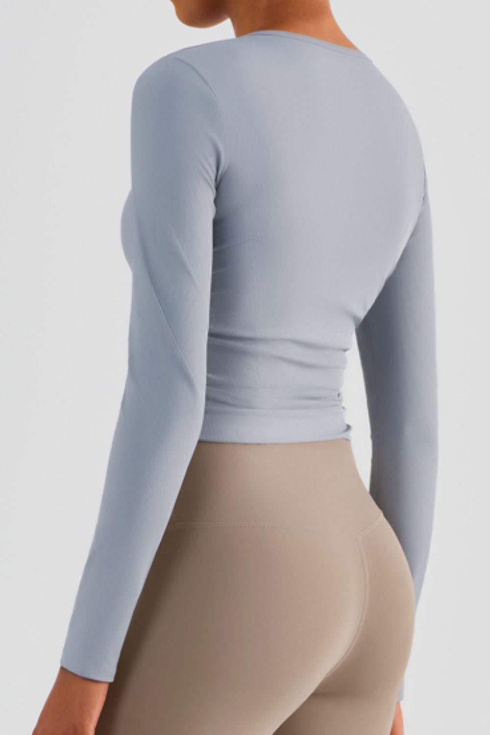 Lightweight Round Neck Long Sleeve Sports Top-TOPS / DRESSES-[Adult]-[Female]-2022 Online Blue Zone Planet