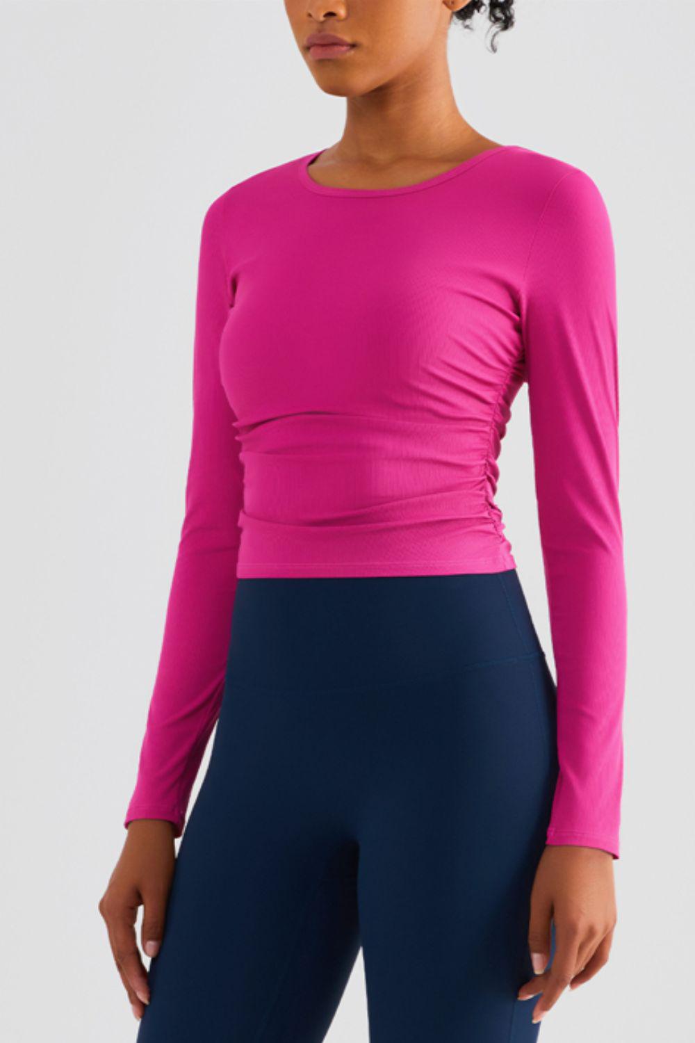 Lightweight Round Neck Long Sleeve Sports Top-TOPS / DRESSES-[Adult]-[Female]-2022 Online Blue Zone Planet
